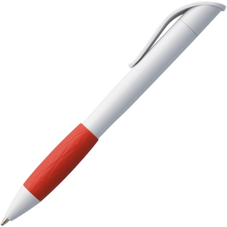 Ручка шариковая Grip, белая с красным фото 3