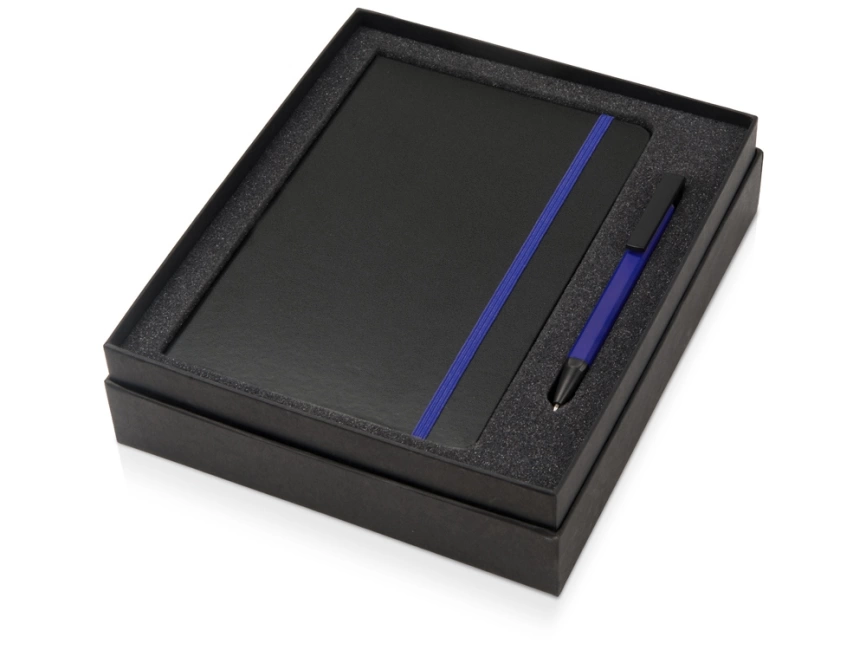 Подарочный набор Jacque с ручкой-подставкой и блокнотом А5, синий фото 2