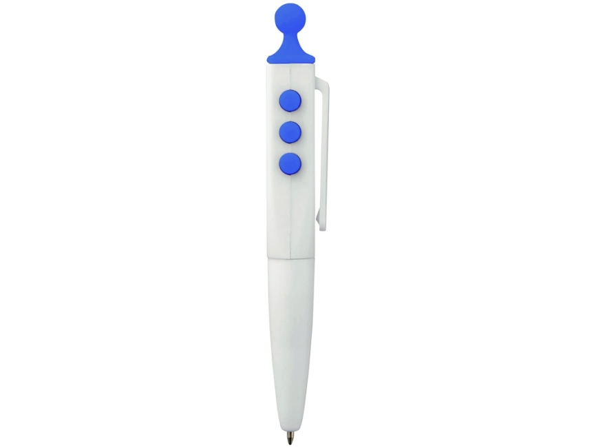Ручка шариковая Clic Pen, белая с ярко-синим фото 6