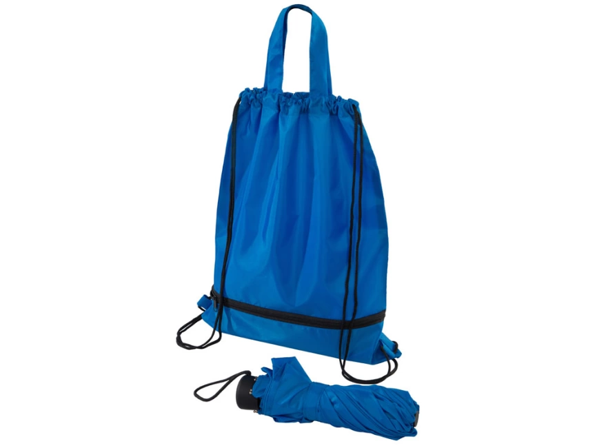 Зонт Picau из переработанного пластика в сумочке, синий фото 9