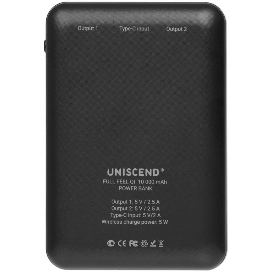 Аккумулятор с беспроводной зарядкой Full Feel Qi 10000 мАч, черный фото 3