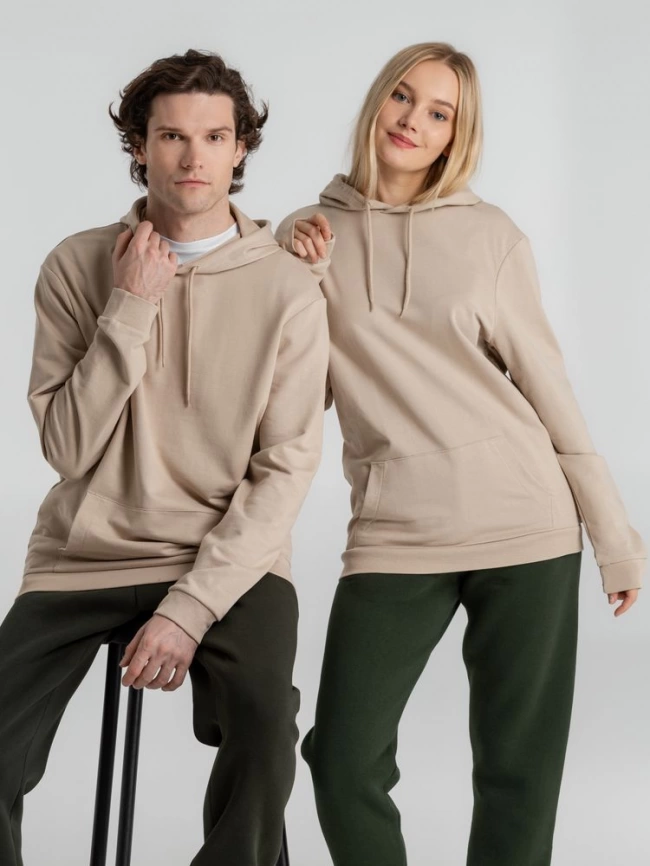 Толстовка с капюшоном унисекс Hoodie, бежевая, размер 3XL фото 19