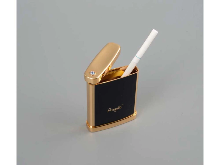 Набор: ручка-зажигалка, пепельница Акра, черный/золотистый фото 2