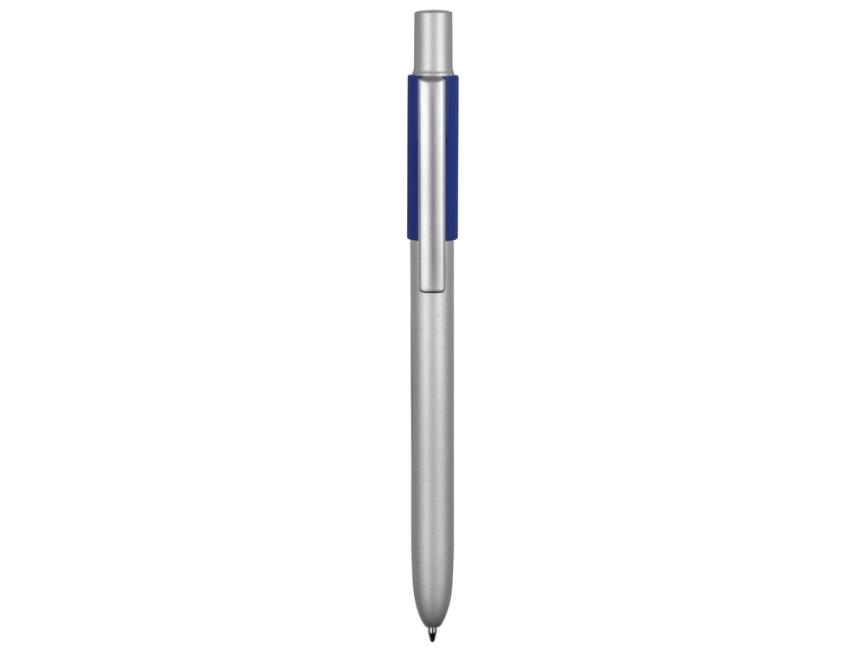 Ручка металлическая шариковая Bobble с силиконовой вставкой, серый/синий фото 2