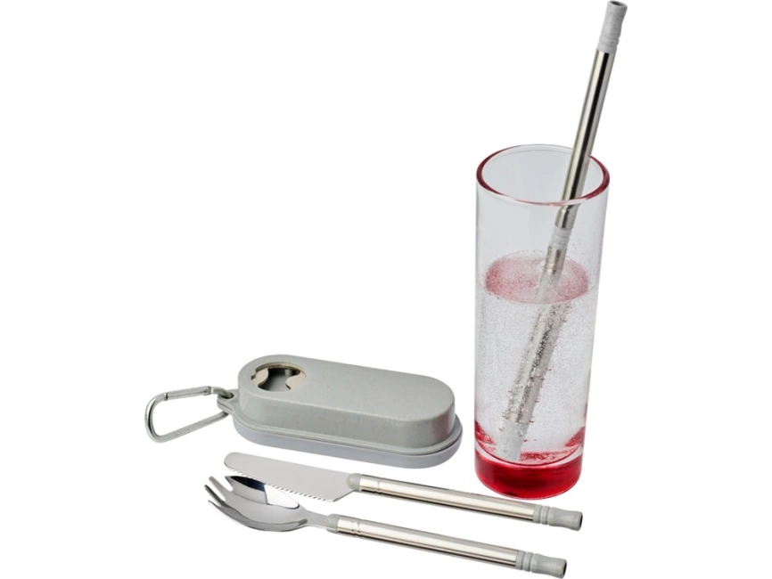 Столовый прибор Giles из пшеничной соломы с открывалкой для бутылок, серый фото 5