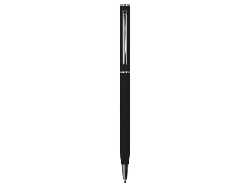 Ручка металлическая шариковая Атриум с покрытием софт-тач, черный фото 2