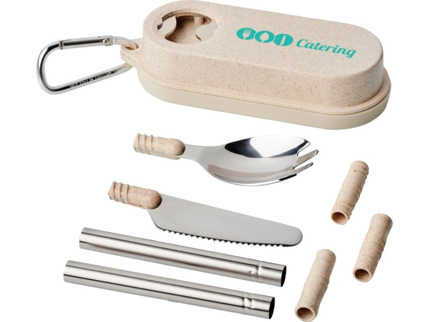 Столовый прибор Giles из пшеничной соломы с открывалкой для бутылок, бежевый фото 6