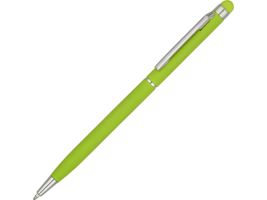 Ручка-стилус шариковая Jucy Soft с покрытием soft touch, зеленое яблоко фото 1