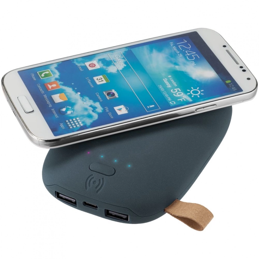 Аккумулятор с беспроводной зарядкой Pebble Wireless 9000 мАч, серо-синий фото 15