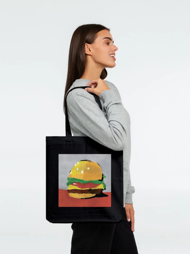 Холщовая сумка «Гамбургер», черная фото 3