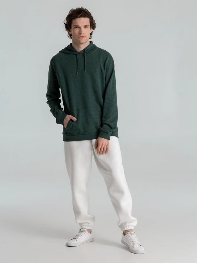Толстовка с капюшоном унисекс Hoodie, темно-зеленый меланж, размер S фото 16
