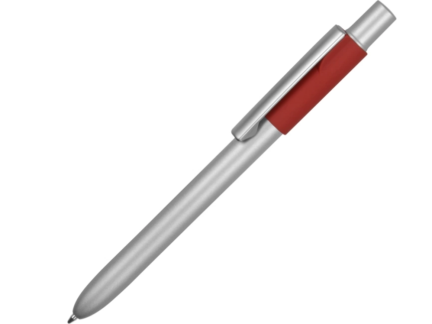 Ручка металлическая шариковая Bobble с силиконовой вставкой, серый/красный фото 1