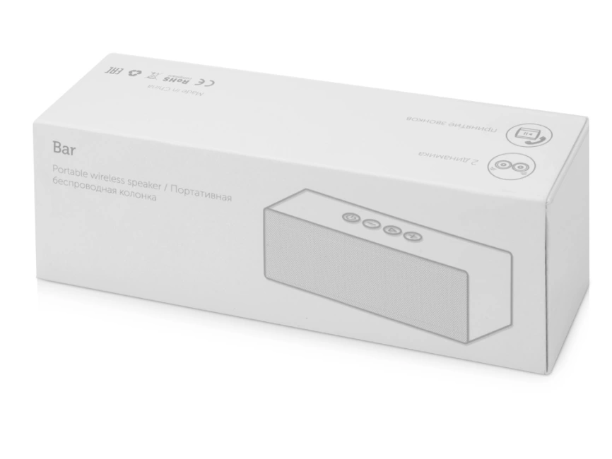 Портативная колонка Bar со стереодинамиками soft touch, серый фото 8
