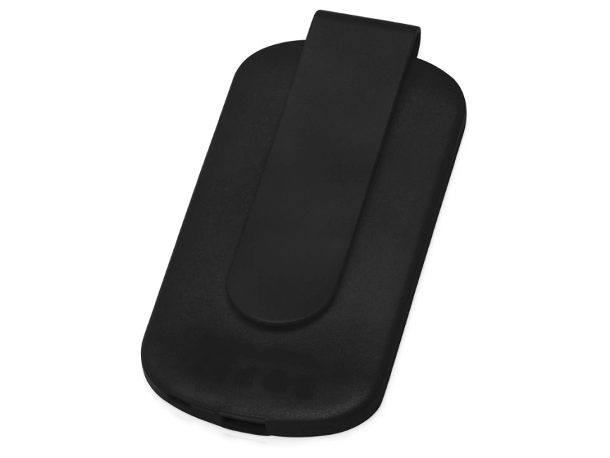 Портативное зарядное устройство Pin на 4000 mAh с большой площадью нанесения и клипом для крепления к одежде или сумке, черный фото 2