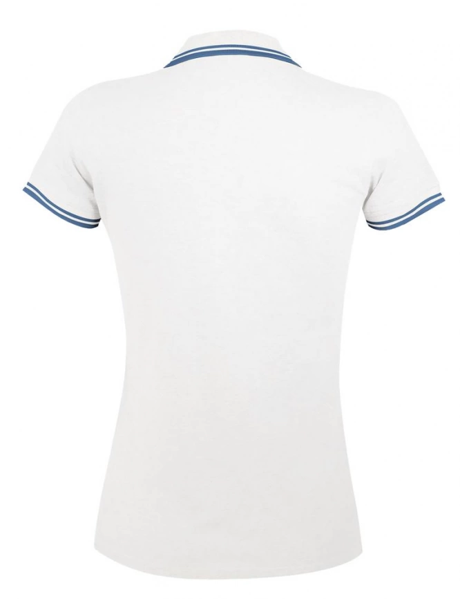 Рубашка поло женская Pasadena Women 200 с контрастной отделкой белая с голубым, размер XL фото 2
