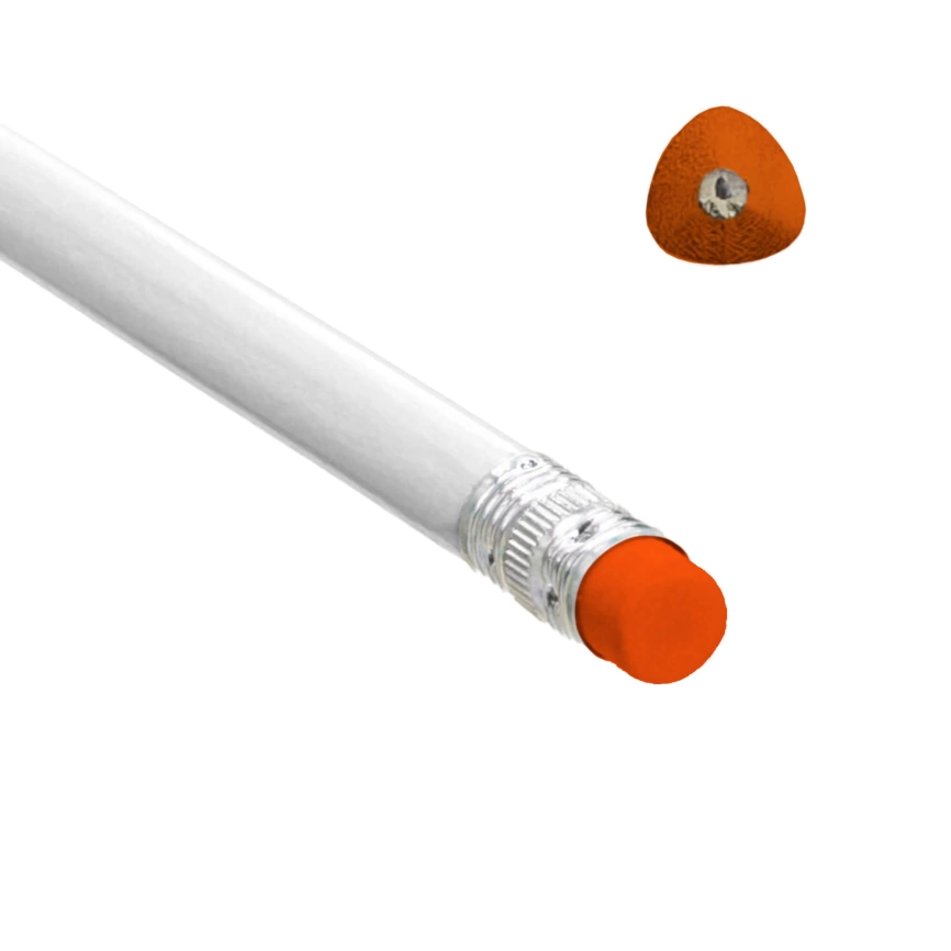 Карандаш треугольный COLORWOOD WHITE, белый с оранжевым фото 2