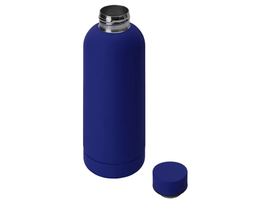 Вакуумная термобутылка Cask Waterline, soft touch, 500 мл, синий фото 2