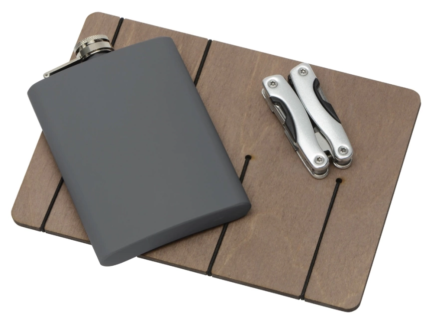 Подарочный набор Путешественник с флягой и мультитулом, серый фото 2