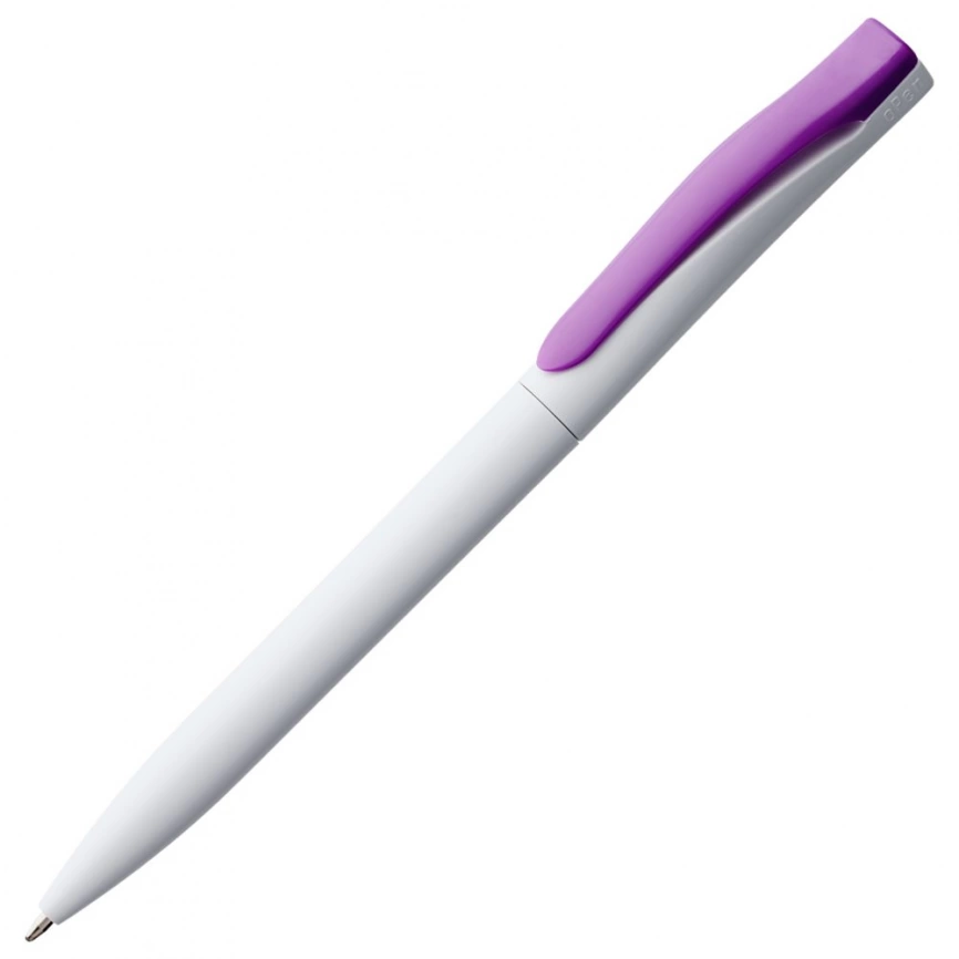 Ручка шариковая Pin, белая с фиолетовым фото 1
