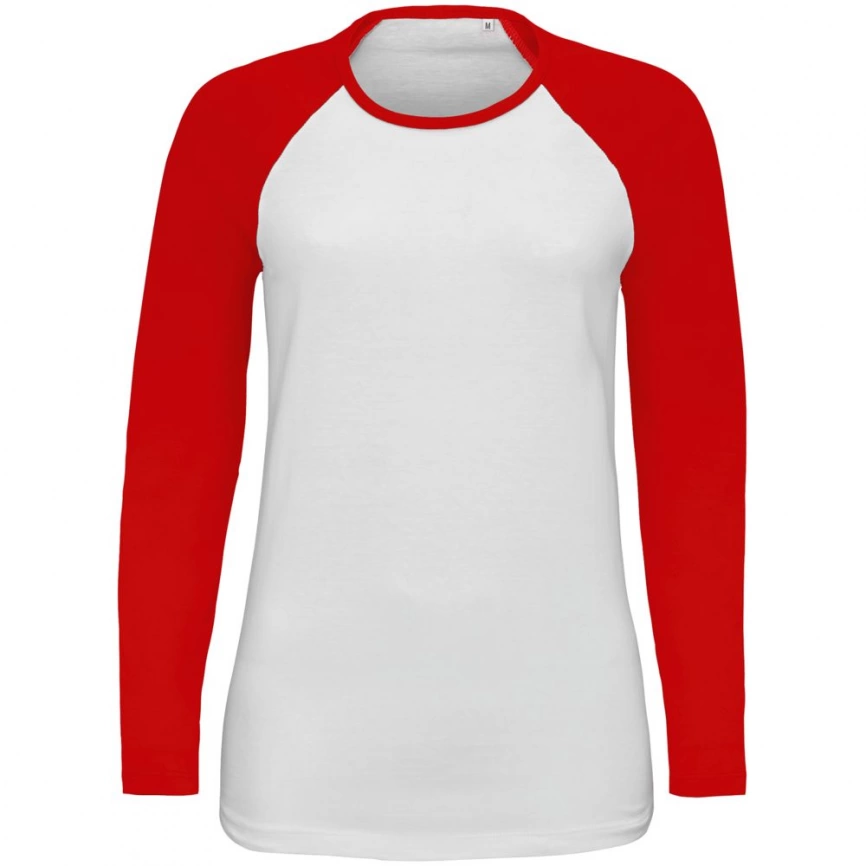 Футболка женская с длинным рукавом Milky LSL белая с красным, размер XXL фото 1