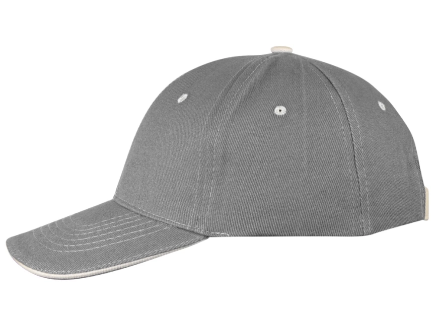 Бейсболка New Castle 6-ти панельная, серый/натуральный фото 3