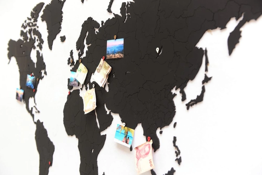 Деревянная карта мира World Map True Puzzle Large, черная фото 6
