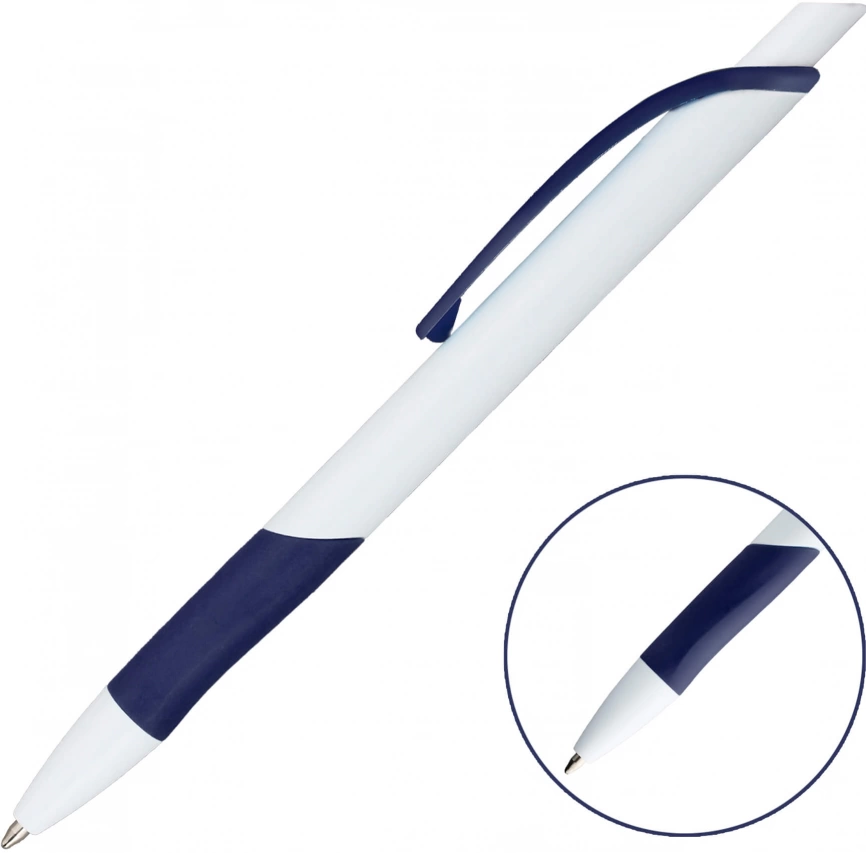 Ручка шариковая KLEO, белая с тёмно-синим фото 1