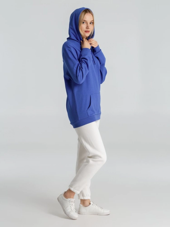 Толстовка с капюшоном унисекс Hoodie, ярко-синий меланж, размер L фото 14
