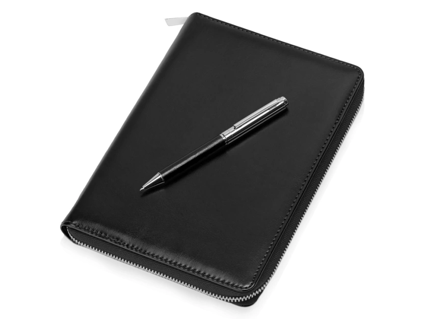 Бизнес-блокнот на молнии А5 Fabrizio с RFID защитой и ручкой, черный фото 1