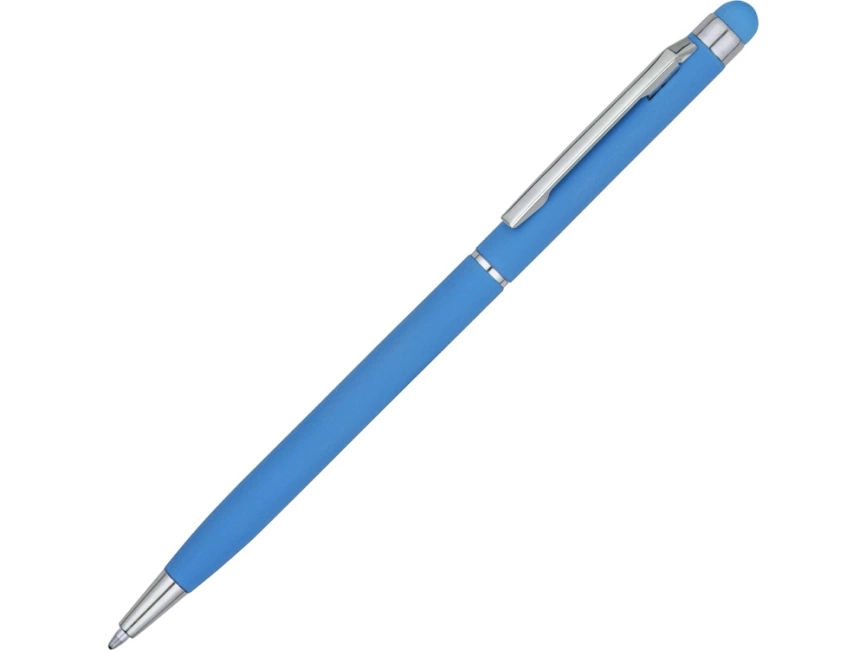 Ручка-стилус шариковая Jucy Soft с покрытием soft touch, голубой фото 1