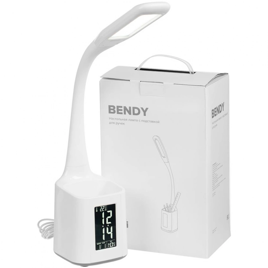 Настольная лампа с подставкой для ручек Bendy, белая фото 11