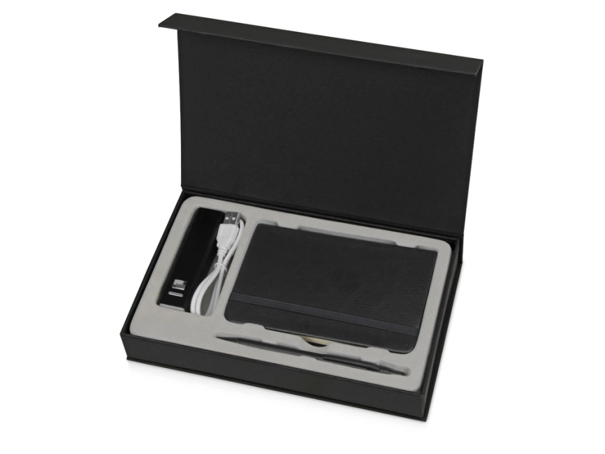 Набор для записей с пауэрбэнком Ион, черный фото 1