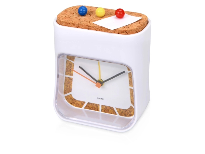 Часы настольные Cork, белый/коричневый фото 3