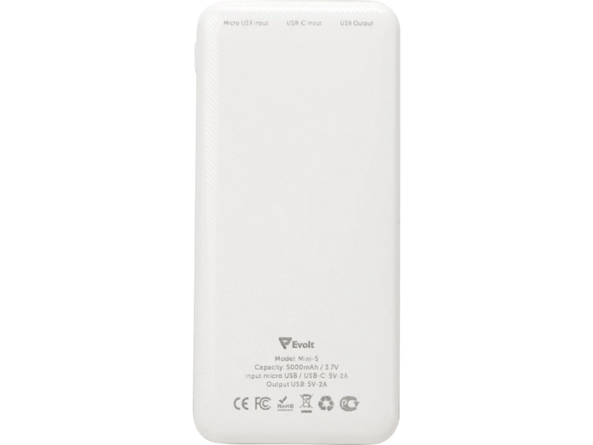 Внешний аккумулятор Evolt Mini-5, 5000 mAh, белый фото 5