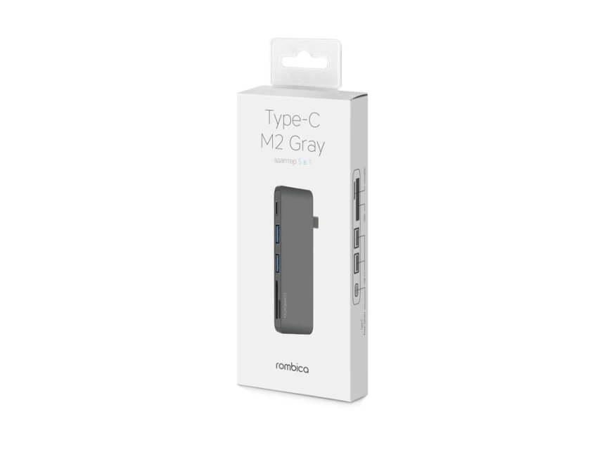 Сетевой USB адаптер/концентратор 5 в 1 Rombica Type-C M2, серый фото 3