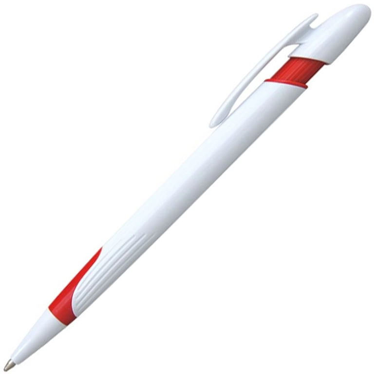 Ручка шариковая, пластик, белый/красный фото 1