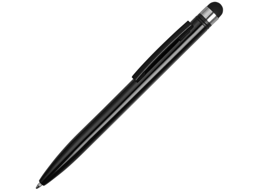 Ручка-стилус металлическая шариковая Poke, черный фото 1