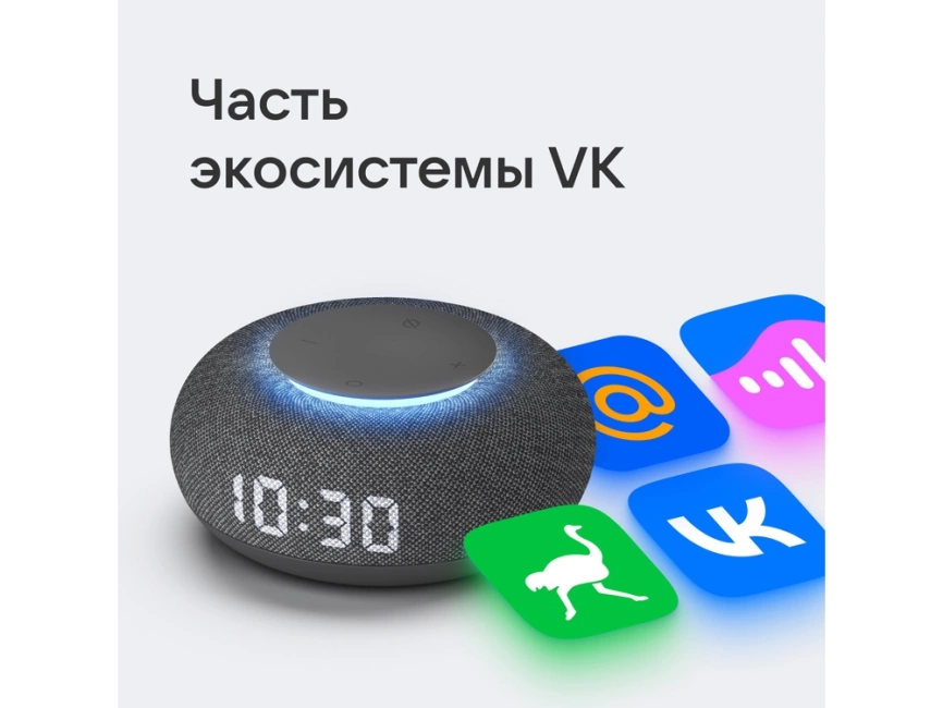 Умная колонка VK Капсула Мини с голосовым помощником Марусей, темный серый фото 7
