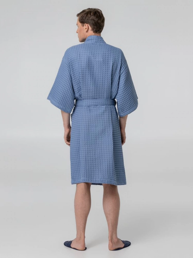 Халат вафельный мужской Boho Kimono, синий, размер XL (52-54) фото 7