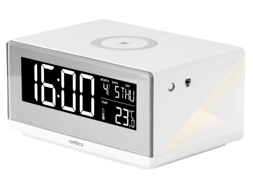 Часы с беспроводным зарядным устройством Rombica Timebox 2, белый фото 1