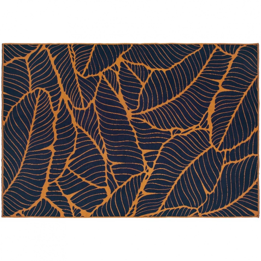 Плед In Leaf, синий с горчичным фото 3