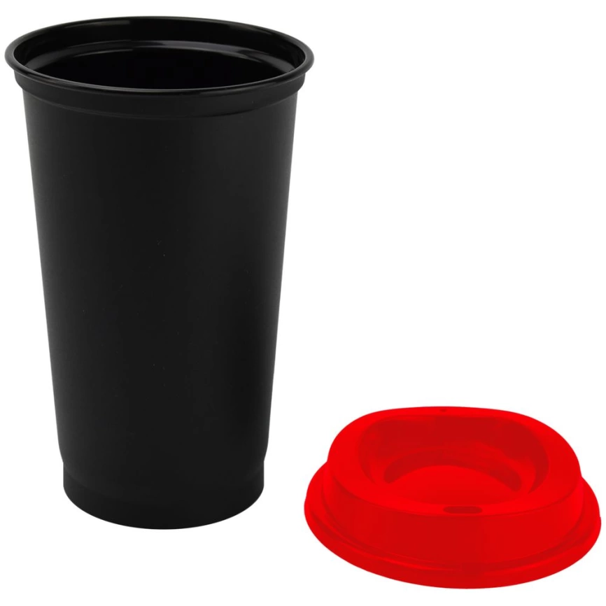 Стакан с крышкой Color Cap Black, черный с красным фото 2