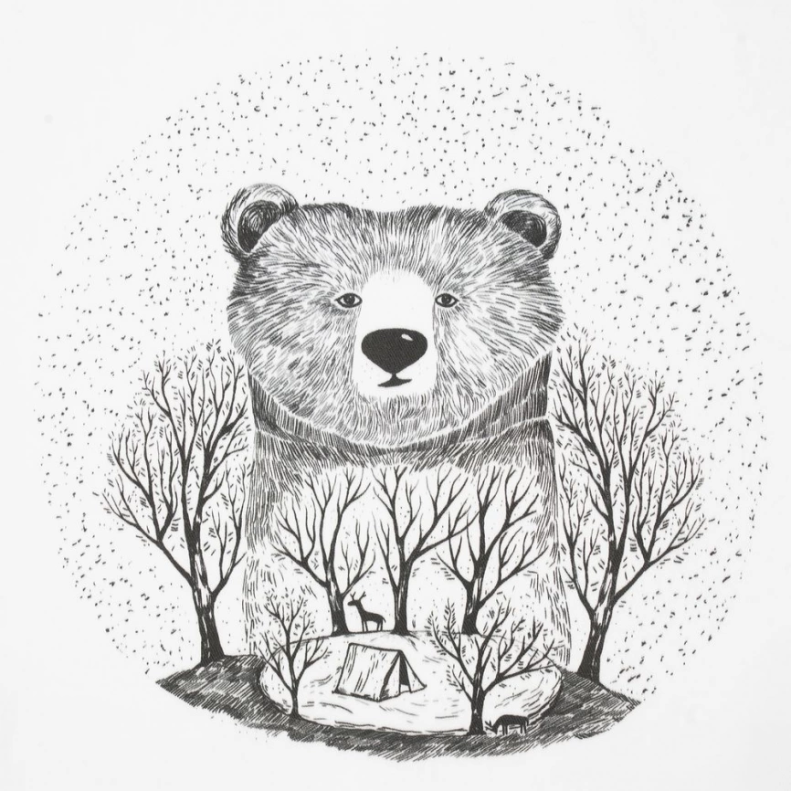 Холщовая сумка Bear, молочно-белая фото 3