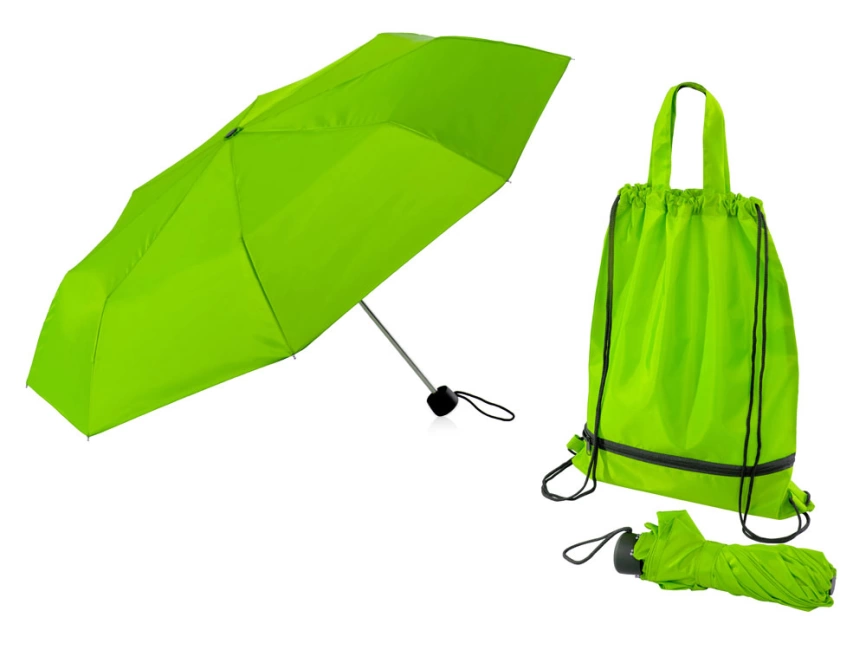 Зонт Picau из переработанного пластика в сумочке, зеленое яблоко фото 1