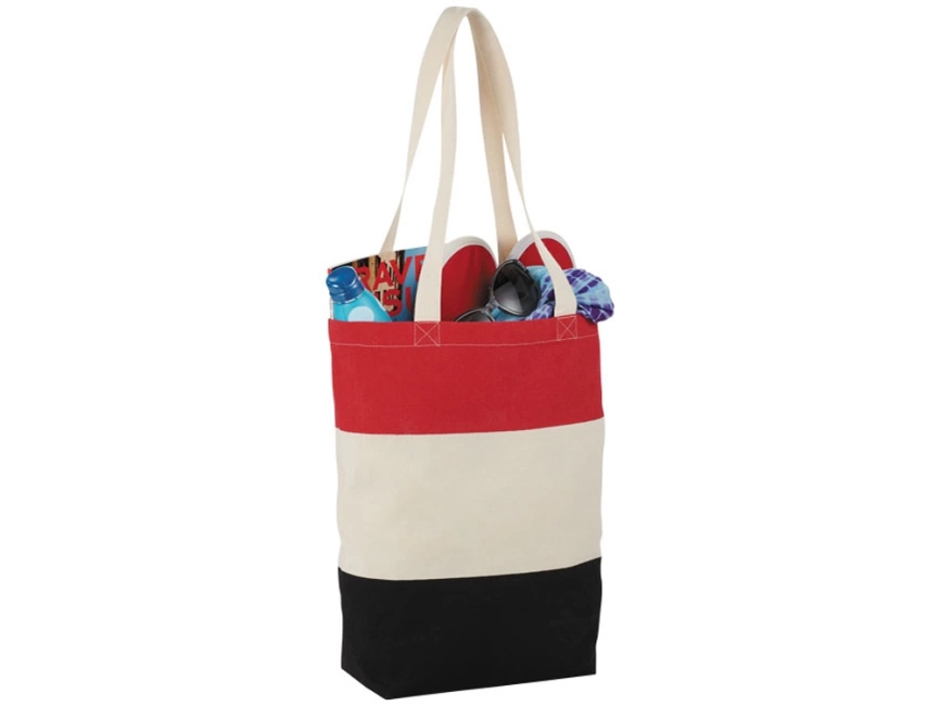 Хлопковая сумка Colour Block, красный/бежевый/черный фото 2