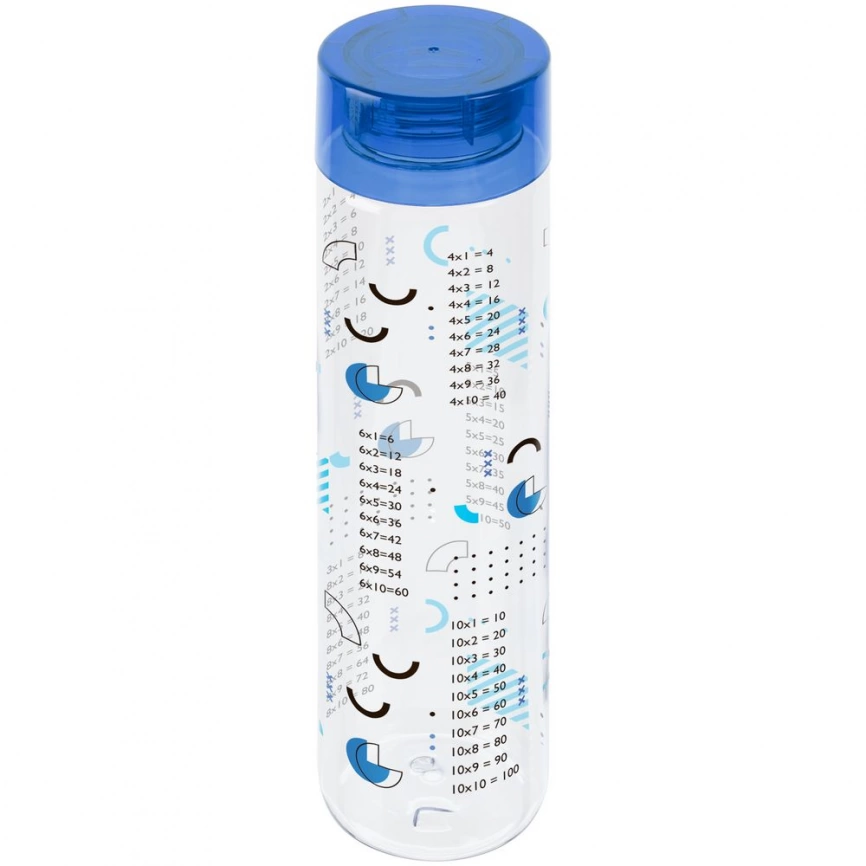 Бутылка для воды «Шпаргалка. Таблица умножения», прозрачная с синей крышкой фото 1