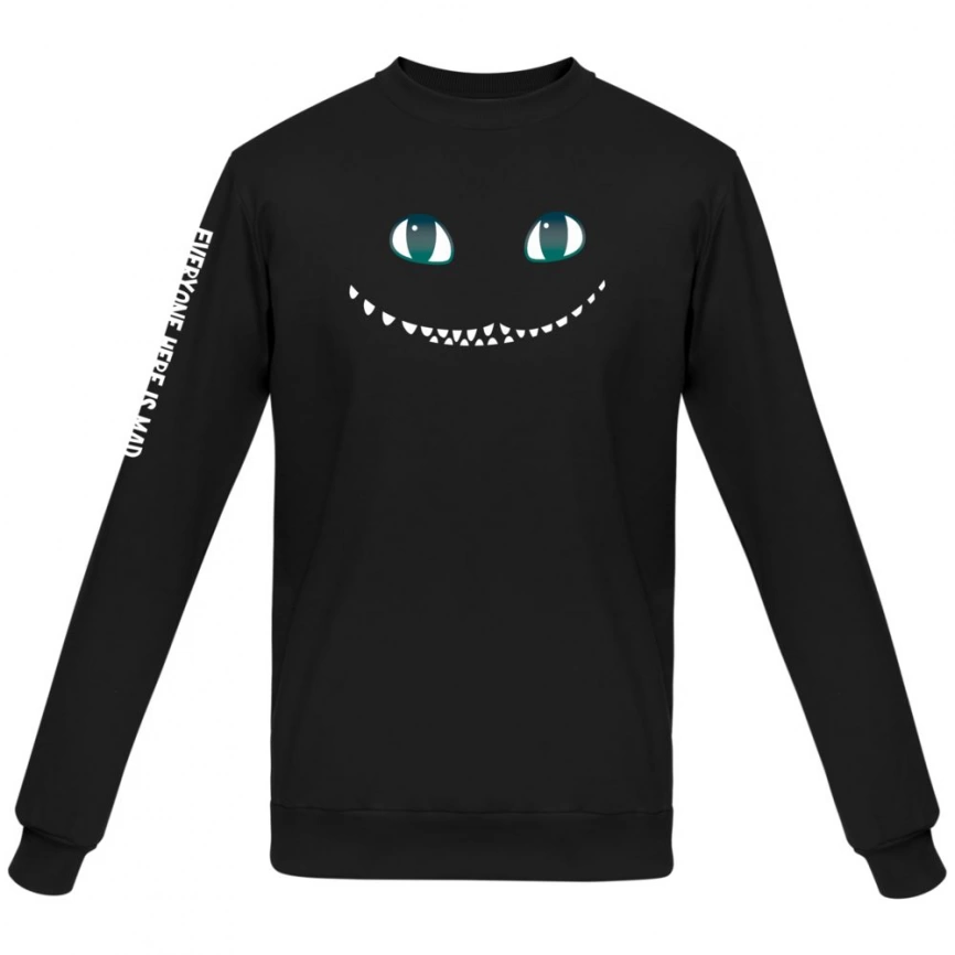 Свитшот со светящимся принтом Cheshire Cat, черный, размер XL фото 3