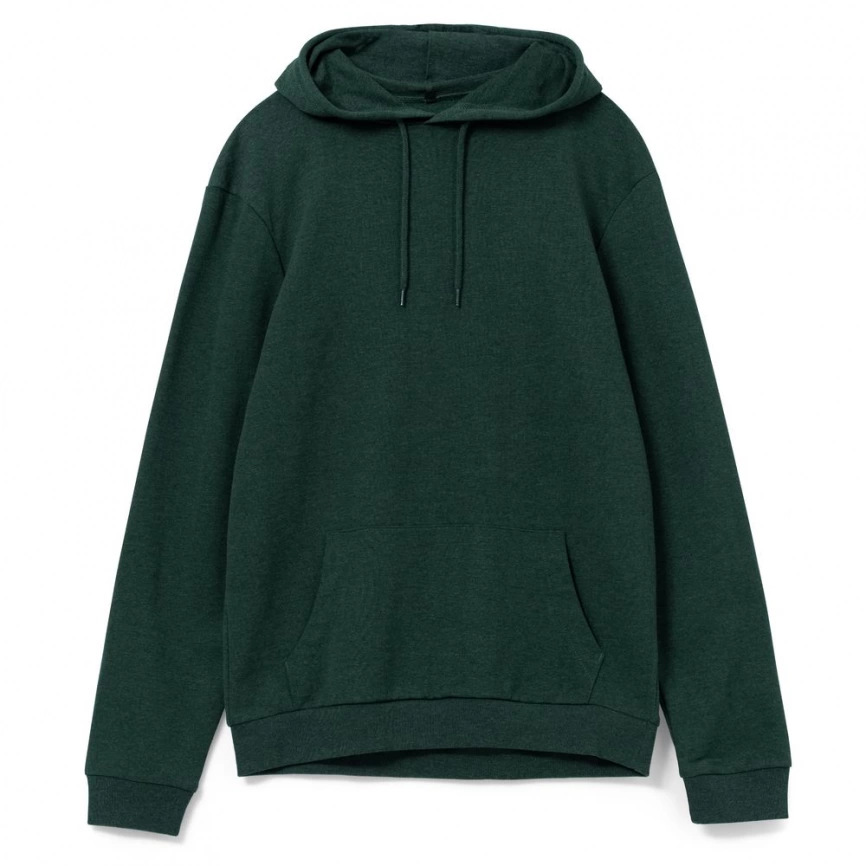 Толстовка с капюшоном унисекс Hoodie, темно-зеленый меланж, размер XS фото 6