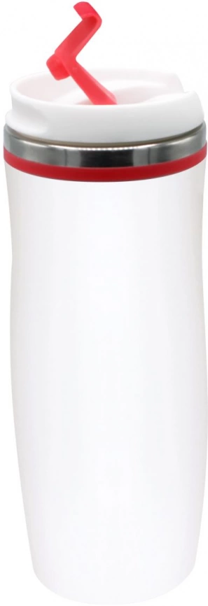Термокружка Latte 420 мл, белая с красным фото 2
