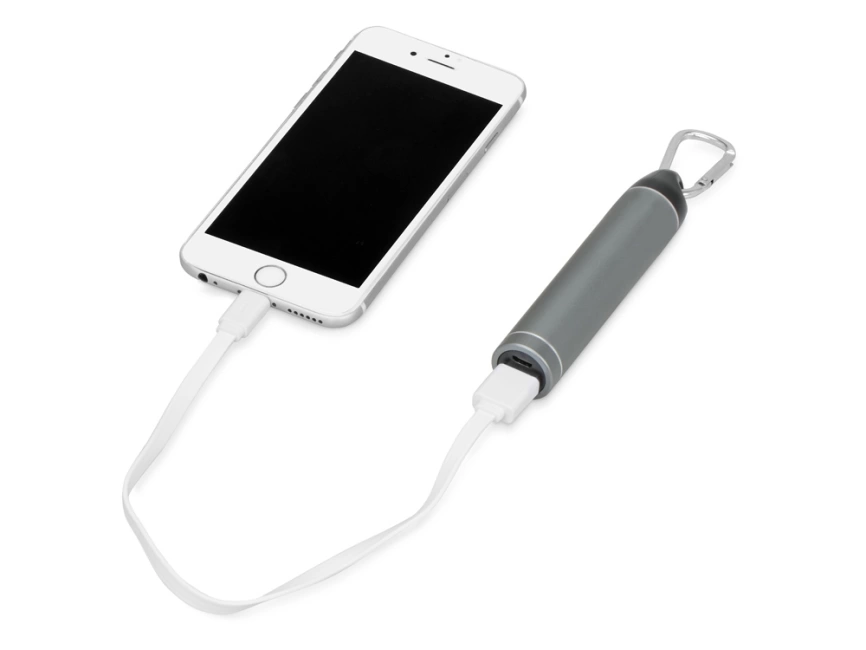Портативное зарядное устройство Марс с карабином, 2600 mAh, серый фото 2